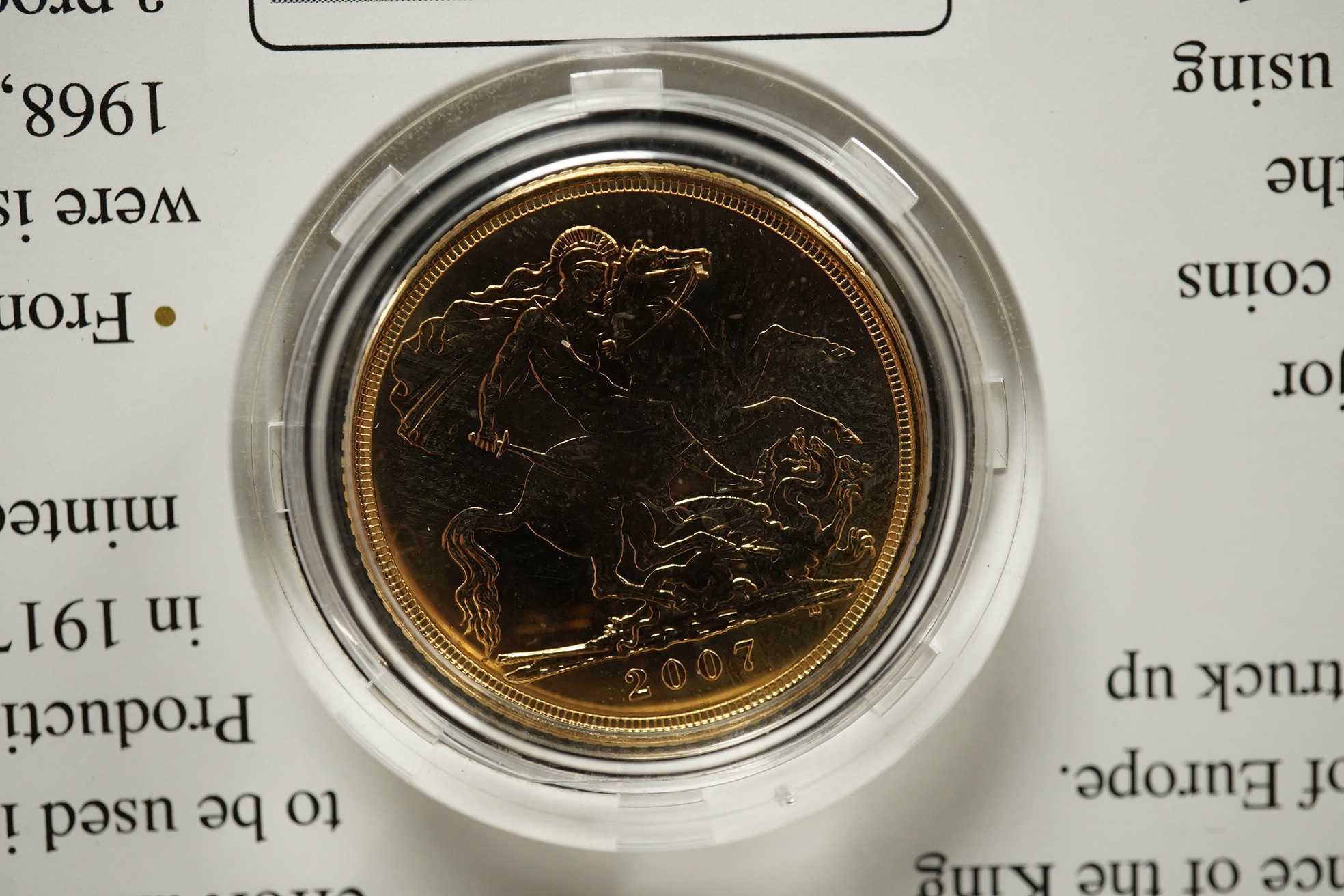 British gold coins, QEII, gold sovereign, 2007, in Westminster fitted case with certificate, Limited edition 950